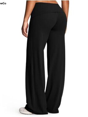 Fold Over Waist Yoga Pants 81% Nylon 19% Lycra Straight Leg